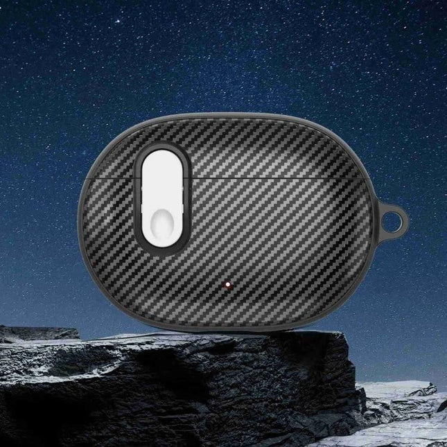 Carbon Fiber Protective Case for Beats Studio Buds Daily Use - carbon fiber-style protective shell for earbuds with quick charging access