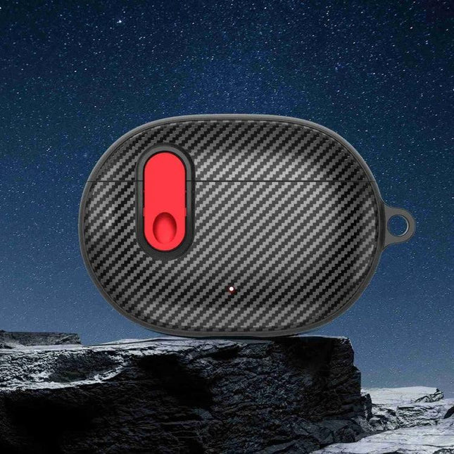 Carbon Fiber Protective Case for Beats Studio Buds Daily Use carbon fiber shell with red accent, durable protective charging access