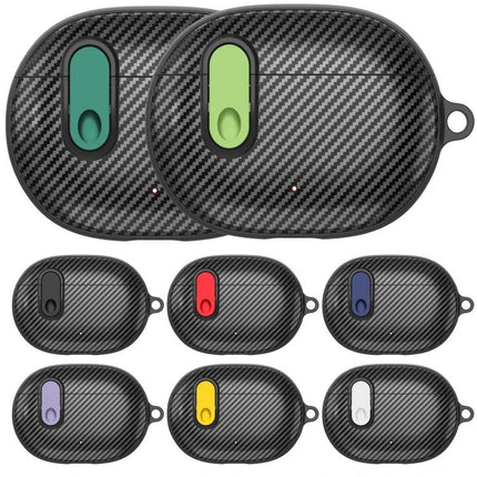 Carbon Fiber Protective Case for Beats Studio Buds Daily Use - Carbon fiber textured protective case with colored charging access tabs