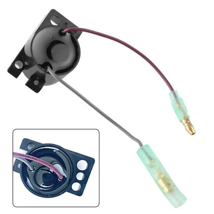 Warning Alarm Horn For Mercury Outboard Motor Direct Replacement small black horn with red and gray wires and quick-connect terminals OE 816492A1