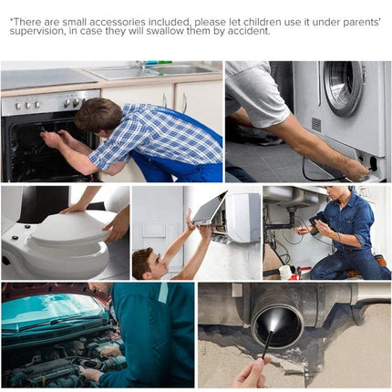 Ulefone Endoscope E1 for Power Armor Device Inspections - mechanic using endoscope to inspect oven, washing machine, toilet, air vent, car exhaust and engine in tight spaces
