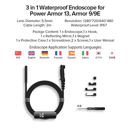 Ulefone Endoscope E1 for Power Armor Device Inspections compact 5.5mm waterproof inspection camera for pipes machinery automotive parts