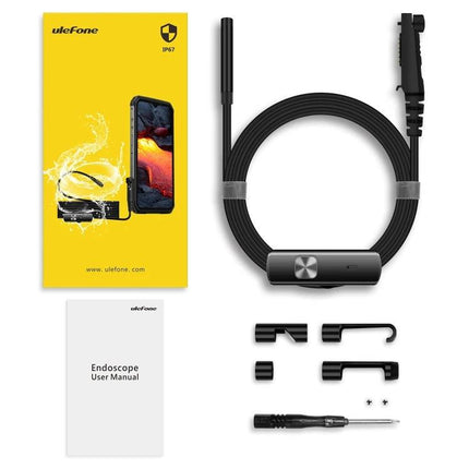 Ulefone Endoscope E1 for Power Armor Device Inspections compact 5.5mm lens inspection camera kit with cable, accessories and user manual