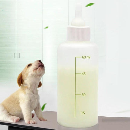 Daily Feeding Bottle Set for Kittens and Puppies with Essentials - 60ml measured nursing bottle with nipple for newborn kitten and puppy feeding