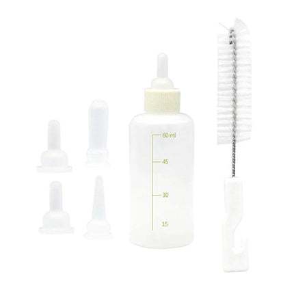 Daily Feeding Bottle Set for Kittens and Puppies with Essentials – 60ml bottle, multiple nipples and cleaning brush for everyday bottle-feeding