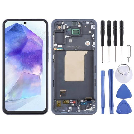 Replacement Screen for Samsung Galaxy Everyday Phone Use front display and toolkit showing replacement parts and repair tools