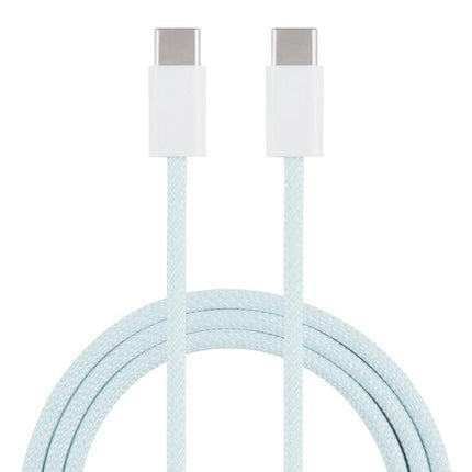 Braided USB-C Cable for Everyday Device Charging Needs – light blue braided PD fast charging cable with USB-C to USB-C connectors