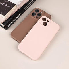 Funda para teléfono de silicona líquida de color puro con poros finos, serie 15