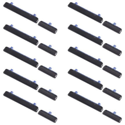Daily Use Replacement Buttons for Samsung Galaxy Phones - black power and volume button set shown in multiple pieces