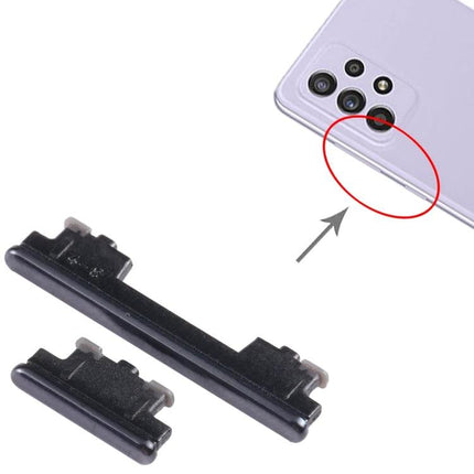 Daily Use Replacement Buttons for Samsung Galaxy Phones black volume and power side buttons shown with phone installation guide