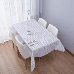 Chic No-Wash PVC Table Cover for Dining Protection White Plaid 137x90cm