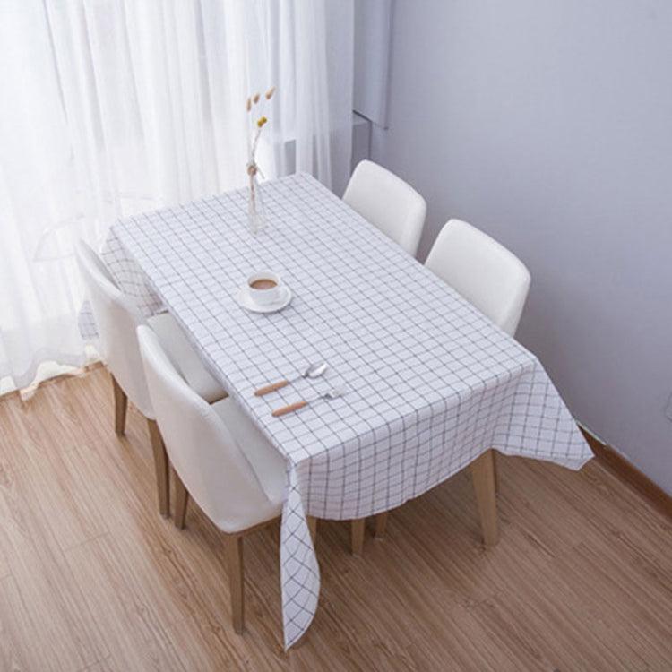 Chic No-Wash PVC Table Cover for Dining Protection White Plaid 137x152cm