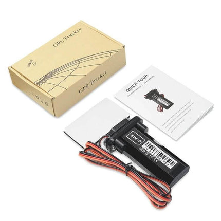Mini Waterproof GPS Tracker for Real-Time Vehicle Monitoring compact 4G waterproof tracker with wiring harness, SIM slot and quick start guide