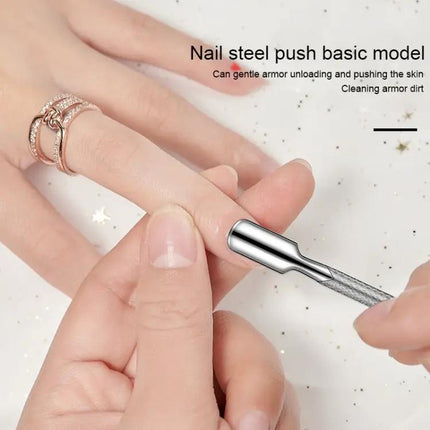 Outil repousse-cuticules et dissolvant de peaux mortes en acier inoxydable