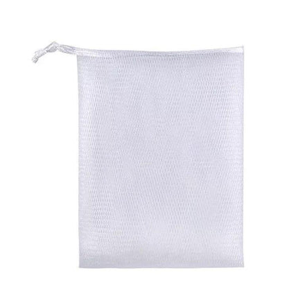 Soft Foaming Net for Daily Skin Cleansing at Home — white soft PE foaming net with drawstring for rich lather and quick-dry hanging