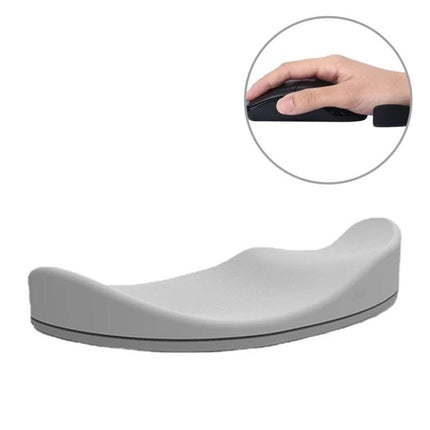 Comfortable Silicone Wrist Rest for Office Mouse Use gray silicone ergonomic wrist support shown with hand on mouse
