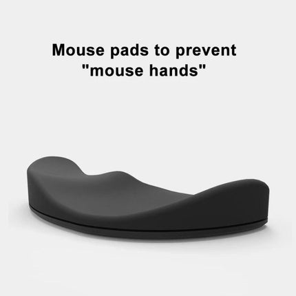 Comfortable Silicone Wrist Rest for Office Mouse Use shown as a black ergonomic silicone mouse pad to support neutral wrist alignment