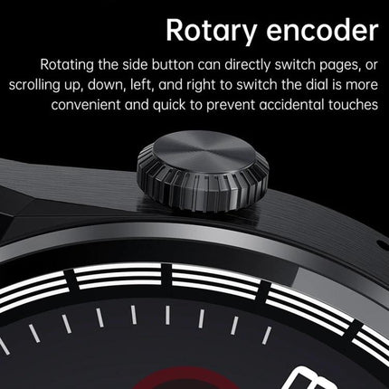 HDT Max Smart Watch for Daily Activity and Health Tracking showing close-up rotary encoder crown and watch bezel
