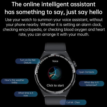 HDT Max Smart Watch for Daily Activity and Health Tracking — sleek round smartwatch showing voice assistant and activity notifications on wrist