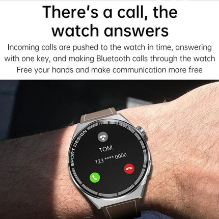HDT Max Smart Watch for Daily Activity and Health Tracking showing incoming call screen with wrist notification and answer/reject buttons