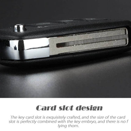 Hyundai 3-Button Folding Car Key Shell with Silver Edge - ABS replacement shell with durable silver edge and card slot design