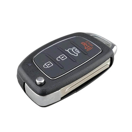 4-Button Folding Key Shell for Hyundai Cars like Sonata and Tucson replacement black key fob shell with buttons and chrome trim