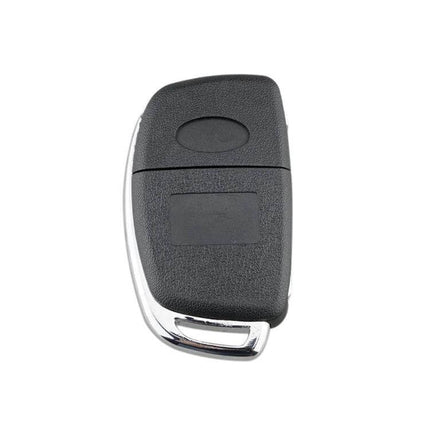 4-Button Folding Key Shell for Hyundai Cars like Sonata and Tucson replacement shell with chrome trim, black textured finish