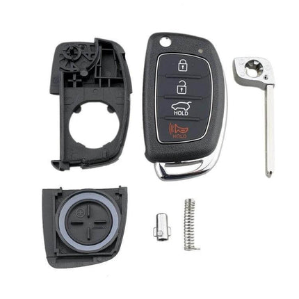 4-Button Folding Key Shell for Hyundai Cars like Sonata and Tucson replacement shell kit with buttons, key blade and internal parts