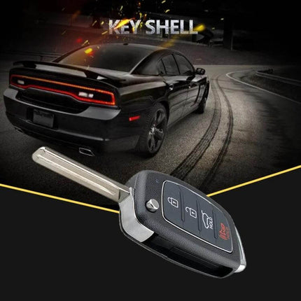 4-Button Folding Key Shell for Hyundai Cars like Sonata and Tucson shown with black car background