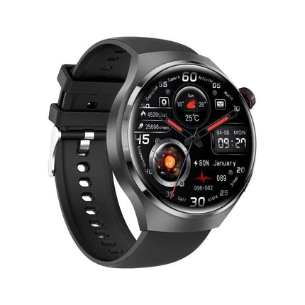 G4 Bracelet for Daily Health Monitoring and Connectivity - black smartwatch showing heart rate, steps, weather and sleep tracking