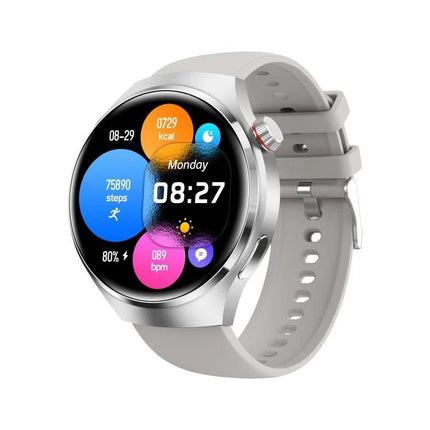 G4 Bracelet for Daily Health Monitoring and Connectivity showing round touchscreen with step, heart rate, calories and time display
