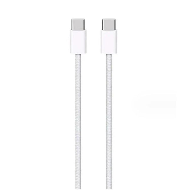 USB-C Cable for Everyday Phone Charging and Data Needs — white nylon braided cable with USB-C connectors for reliable daily charging and data sync