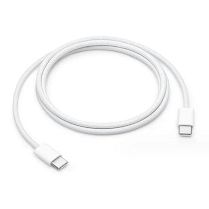 USB-C Cable for Everyday Phone Charging and Data Needs - white nylon braided charging and data sync cable, durable and tangle-resistant