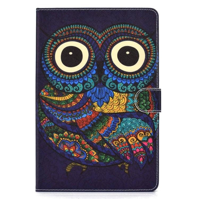 Universal PU Leather Flip Case for 7-10 Inch Tablets with Card Holder - colorful owl print PU leather protective tablet cover with card holder