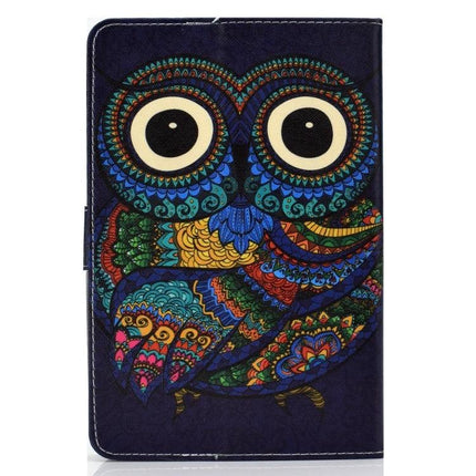 Universal PU Leather Flip Case for 7-10 Inch Tablets with Card Holder featuring colorful owl print PU leather cover
