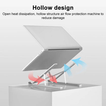 Lenovo Thinkplus Foldable Laptop Stand with Adjustable Height showing hollow design for airflow and slim aluminum support