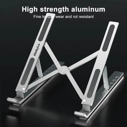Lenovo Thinkplus Foldable Laptop Stand with Adjustable Height — aluminum alloy foldable stand with silicone pads for ergonomic laptop elevation