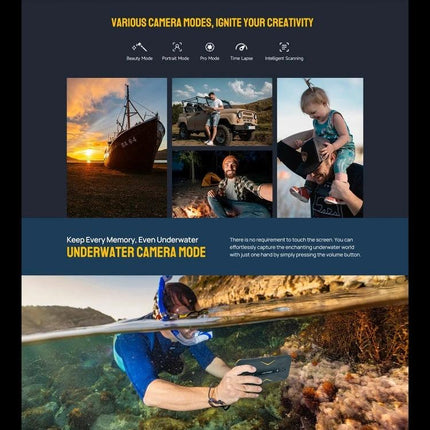 Ulefone Rugged Phone for Everyday Outdoor Activities shown using underwater camera mode during snorkeling and outdoor adventures