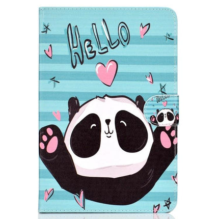 Elegant PU Leather Case for 8-Inch Tablets with Holder and Card Slot - cute blue panda design, card slot and stand for hands-free viewing