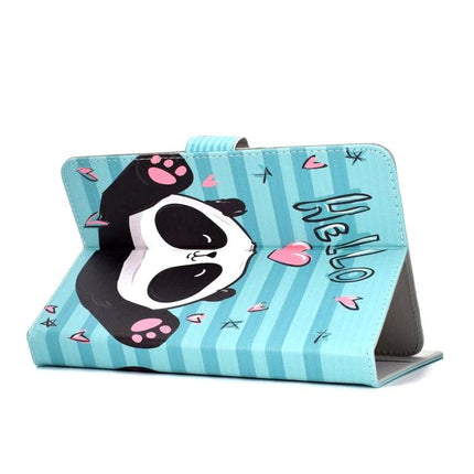 Elegant PU Leather Case for 8-Inch Tablets with Holder and Card Slot - turquoise panda stand cover with card slot for reading and hands-free viewing
