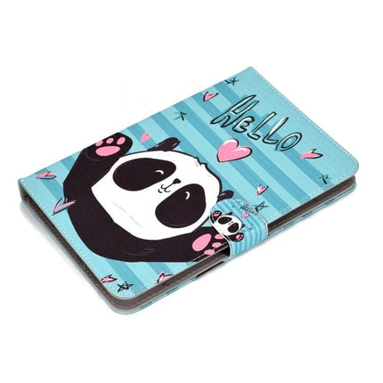 Elegant PU Leather Case for 8-Inch Tablets with Holder and Card Slot featuring blue panda design, card slot and stand for hands-free use