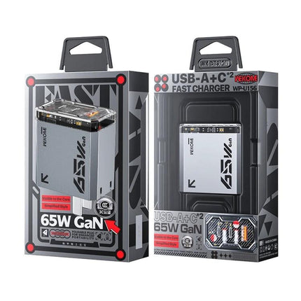 Pioneer Series Charger for Daily Home and Travel Needs - 65W GaN USB-A+C fast charger with compact foldable prongs for phone and tablet charging