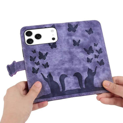 Butterfly Embossed Leather Phone Case For Everyday Carry