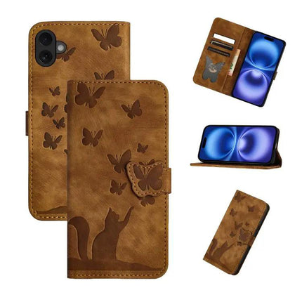 Butterfly Embossed Leather Phone Case For Everyday Carry