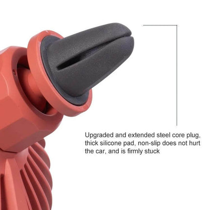 Portable Car Air Outlet Fan With LED Light For Car Comfort—close-up of red air vent clip with upgraded silicone pad and non-slip steel core plug