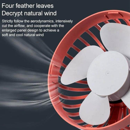 Portable Car Air Outlet Fan With LED Light For Car Comfort - close-up of four-blade portable vent fan with red grill and white blades