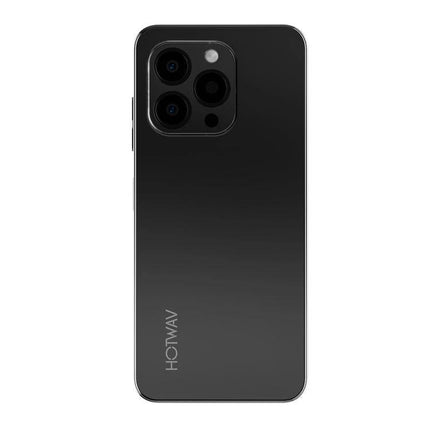 HOTWAV Smartphone for Daily Communication and Tasks rear view black phone with triple camera and 6.6-inch display