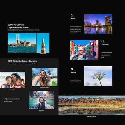 HOTWAV Smartphone for Daily Communication and Tasks showcasing camera samples and 6.6-inch display for clear everyday use