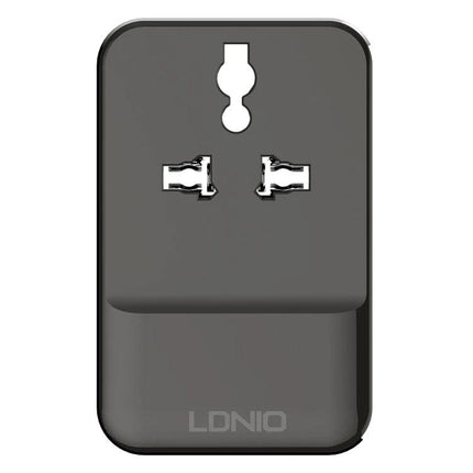 LDNIO Universal Travel Charger for Everyday Mobile Device Use black universal travel wall adapter with dual sockets and LDNIO logo