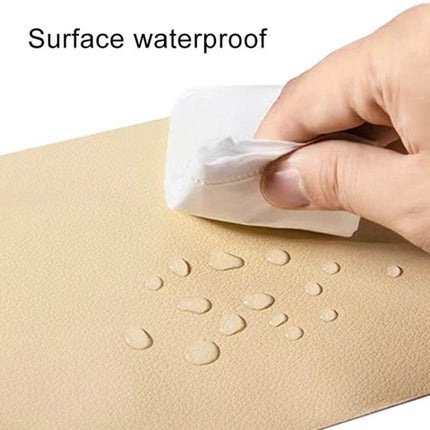 Self-Adhesive Leather Repair Patch 30 x 137 cm For Sofa And Car Seat showing waterproof surface with water beading and hand wiping